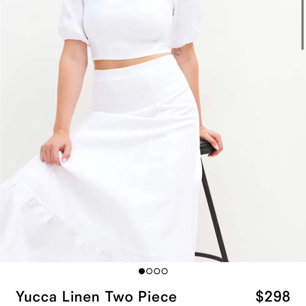 Reformation White Linen Skirt Set